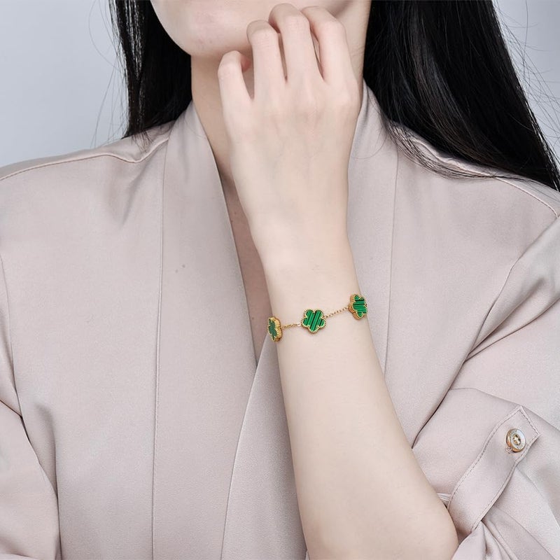 FLY FEI 18K Gold-Plated Four Leaf Clover Bracelet for Women,Adjustable lucky Bracelet Set Jewelry Gift-Hypoallergenic Charm for Birthdays, Wellness & Daily Wear - Image 5